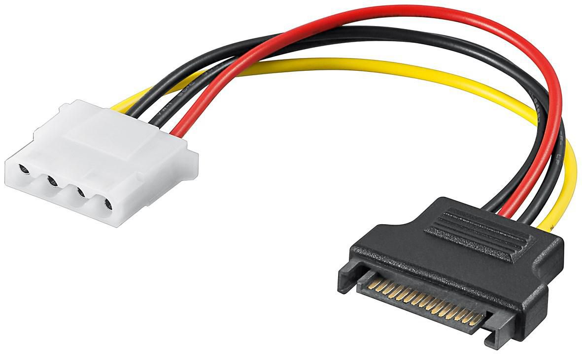 MicroConnect PI18041 Internal Power Cable SATA 15-Pin Male to Molex 4-Pin Female 0.13m