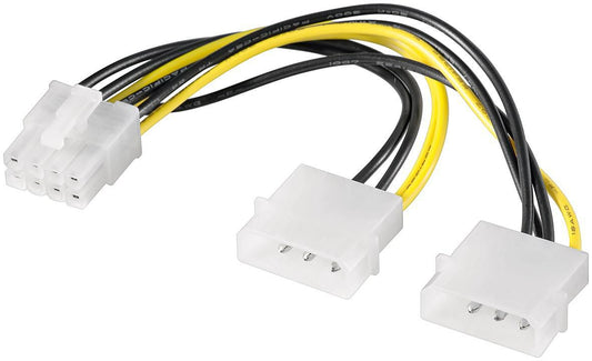 MicroConnect PI02015 Internal Power Cable 0.15m PCI-E 8-Pin to 2x Molex
