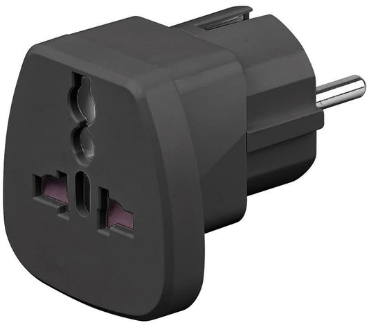 MicroConnect PETRAVEL-B Universal Travel Adapter – Black Plug for UK, US, DK, CH, IT