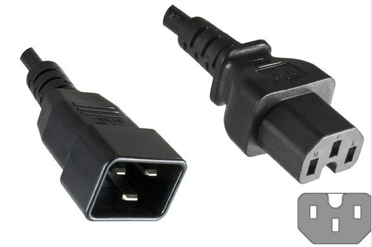 MicroConnect PE152018 External Power Cable C20 to C15 Coupler 1.8m 16A 250V Black