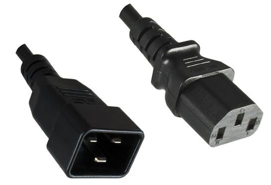 MicroConnect PE030610 Power Cable 1m Black C13 to C20 Coupler 10A 250V