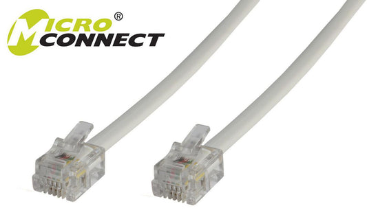 MicroConnect MPK102 Telephone Cable 2m White RJ12 Male to Male