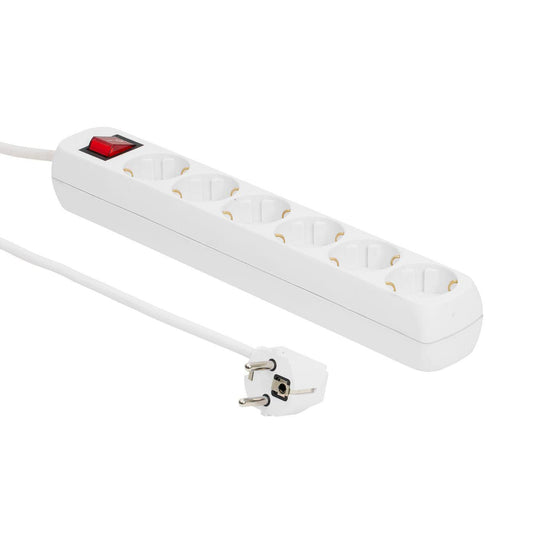 MicroConnect GRU00610W Power Extension Lead 10m 6-Way Schuko Socket White