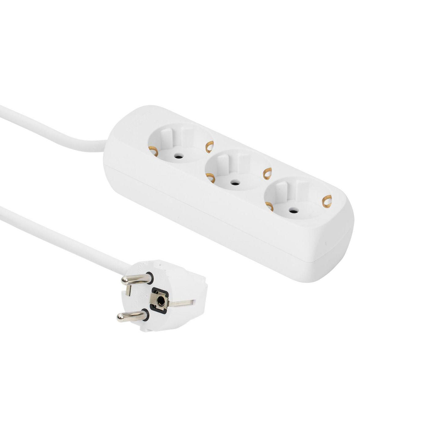 MicroConnect GRU003W Power Extension Lead 1.8m 3 AC Outlets Type F White