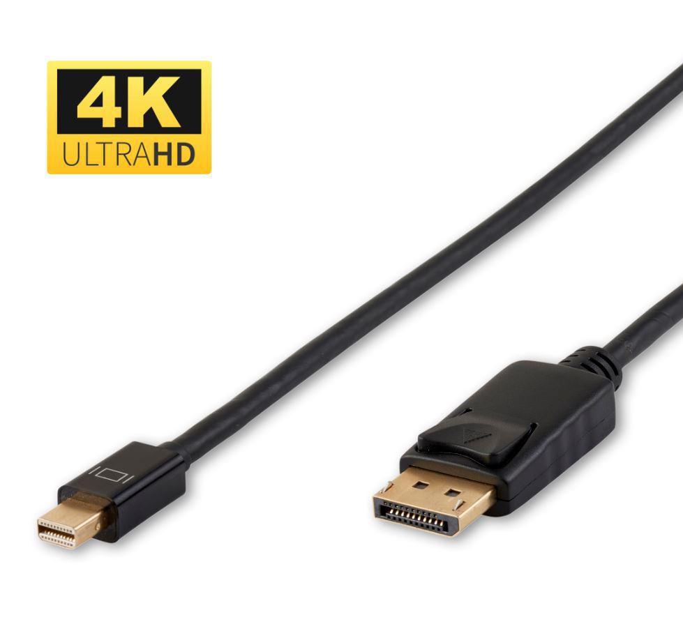 Microconnect DisplayPort to Mini DisplayPort Cable 0.5m – 4K, Gold-Plated, Black