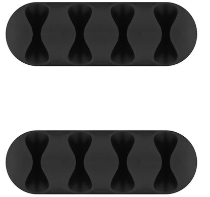 MicroConnect CABLEMANA-16 Cable Holder – Floor Organiser, Black, 2 Pack, 4 Slot, Adhesive