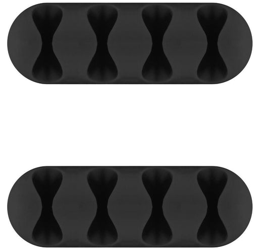 MicroConnect CABLEMANA-16 Cable Holder – Floor Organiser, Black, 2 Pack, 4 Slot, Adhesive