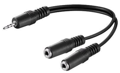 Microconnect 3.5mm Y Audio Cable – 0.2m Male to 2 x Female – Black