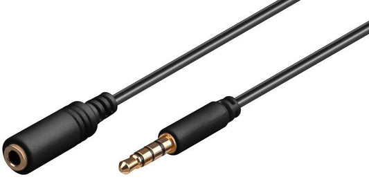 MicroConnect IPOD001B 3.5mm Audio Extension Cable – 1.5m Slim Black Male to Female Connector