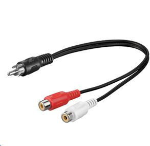Microconnect 0.2m RCA to 2 x RCA Audio Cable – Male to Female, Black