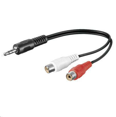 Microconnect 0.2m 3.5mm Male to 2 x RCA Female Audio Adapter Cable – Black