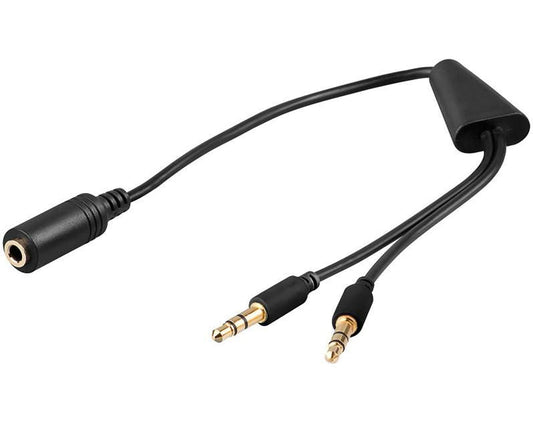 Microconnect AUDAL 0.4m Audio Cable – 2 x 3.5mm Male to 3.5mm Female, Black