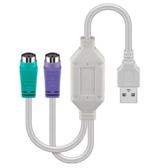 MicroConnect USBA2XPS2 PS/2 Cable 0.3m 2x 6-Pin Mini-DIN USB A White