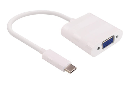 MicroConnect USB3.1CVGAW USB-C to VGA Adapter 0.2m – White | 25-Year Warranty