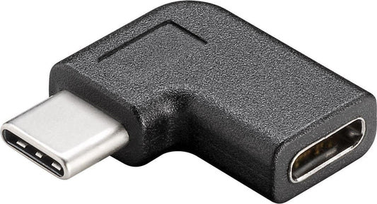 MicroConnect USB3.1CCMF USB-C Angled Adapter – 10Gbps Data, 4K60Hz Video, 100W Charging Black