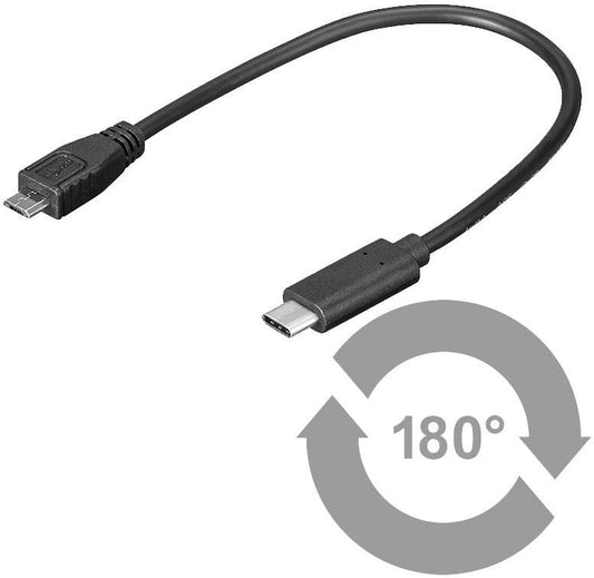 MicroConnect USB3.1CAMB02 USB 2.0 Micro-USB B to USB C Cable 0.2m Black