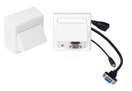 Vivolink WI221192 Wall Outlet – HDMI + VGA + 3.5mm Audio Socket White