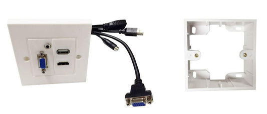 Vivolink WI221293 Wall Outlet – HDMI VGA USB A 3.5mm White Socket
