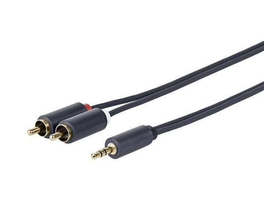 Vivolink PROMJRCA12 Audio Cable – 12m 3.5mm to 2 x RCA Gold-Plated Black Durable PVC Jacket
