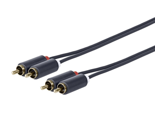 Vivolink PRORCARCA3 Audio Cable – 3m 2 x RCA Male Gold-Plated Black Durable PVC Jacket