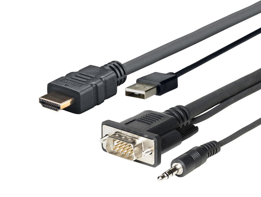 Vivolink PROHDMIMVGA1 1m Video Cable Adapter – HDMI, VGA, USB, 3.5mm, Black