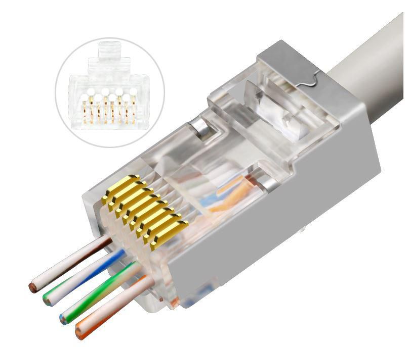 MicroConnect KON512-50EZ RJ45 Plug Silver Gold-Plated Cat6a 50pcs