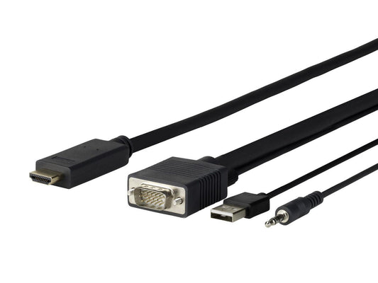 Vivolink PROVGAHDMI1 1m HDMI to VGA Video Cable Adapter with Audio & USB Power – Black