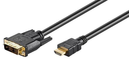 MicroConnect HDM191815 HDMI to DVI-D (18+1) Single-Link Cable 5m – Gold Plated, Full HD, Black
