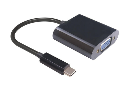 MicroConnect USB3.1CVGA USB-C to VGA Adapter 0.2m – High-Quality Black Display Cable