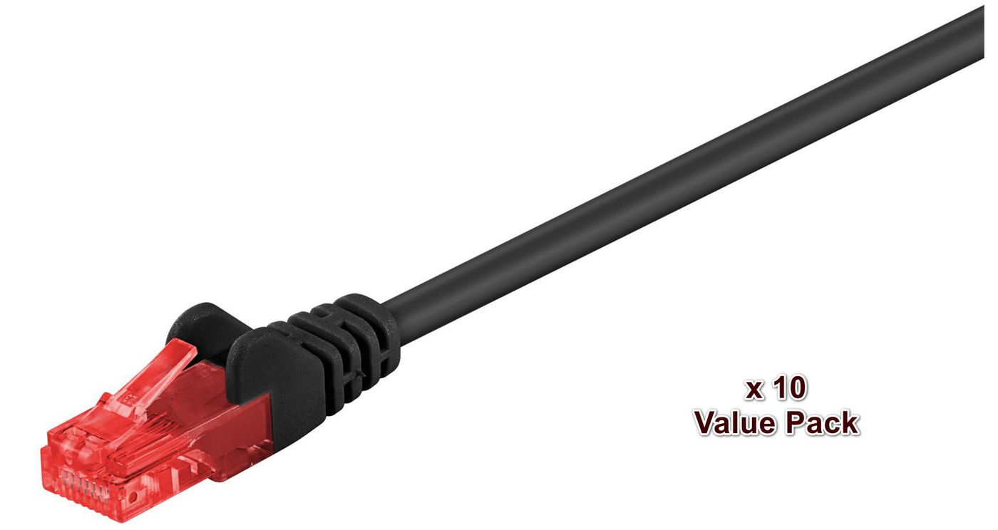 MicroConnect V-UTP610SVP Cat6 Network Cable 10m Black U/UTP RJ-45 Value Pack (10pcs)