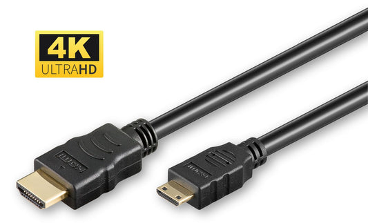 MicroConnect HDM19191V2.0C HDMI 2.0 Mini to A Cable – 1m, 4K, 18Gbps, Gold-Plated