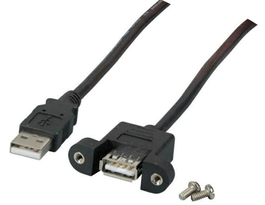 MicroConnect USBAAF1PANEL2 USB 2.0 Extension Cable 1.8m USB A Black