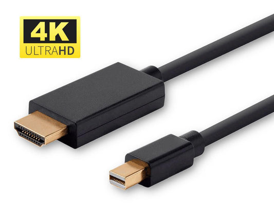 MicroConnect MDPHDMI3B-4K Mini DisplayPort 1.2 to HDMI Cable – 4K UHD 3m Gold-Plated Black