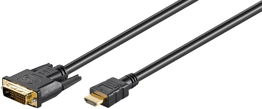 MicroConnect HDM192411 HDMI to DVI-D Dual-Link Cable 1m – 1080p Gold-Plated, 25-Year Warranty