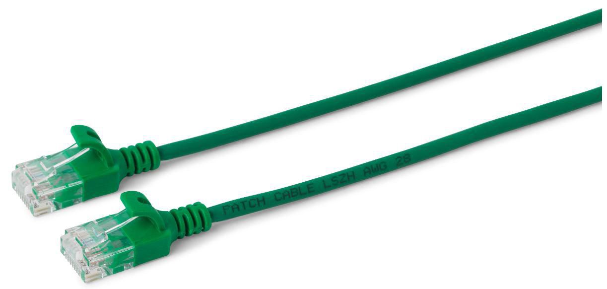 Microconnect Cat6 Slim Network Cable 0.15m Green – U/UTP, RJ-45, Gold-Plated, RoHS