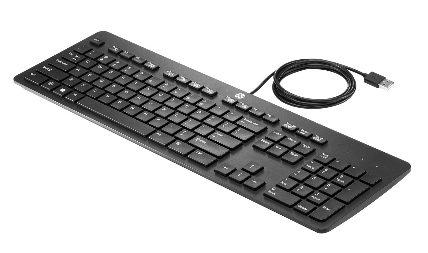 HP N3R87AT#ABF USB Business Slim Keyboard – Full-Size Wired Black