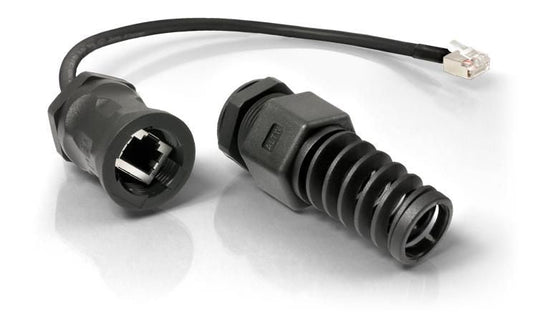 QuWireless QRJ45 Outdoor RJ-45 Socket Adapter – IP68 Waterproof, 0.16m Cable, Black