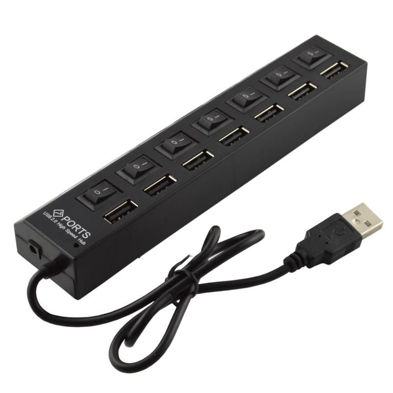 CoreParts MSPP74014 USB 2.0 7-Port Hub – 480 Mbit/s Black Interface