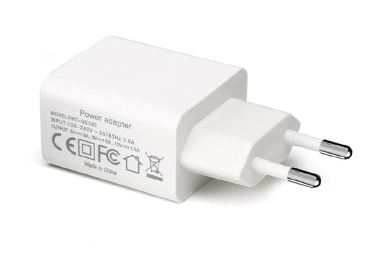 CoreParts MBXAP-AC0007 USB Power Adapter 12W QC 3.0 EU Wall Charger – White, 5V/2.4A, 9V/2A, 12V/1.5A
