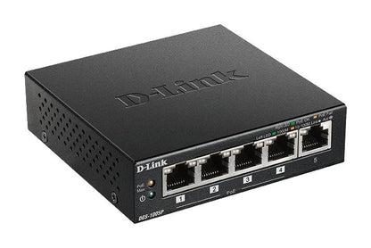 D-Link DGS-1005P/E 5-Port Gigabit Unmanaged PoE Network Switch – Metal Housing