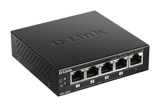 D-Link DGS-1005P/E 5-Port Gigabit Unmanaged PoE Network Switch – Metal Housing