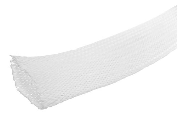 MicroConnect CABLESLEEVE020-50W Polyester Expandable Cable Sleeve, 20mm Diameter, 50m Roll, White – Flame Retardant & Halogen-Free