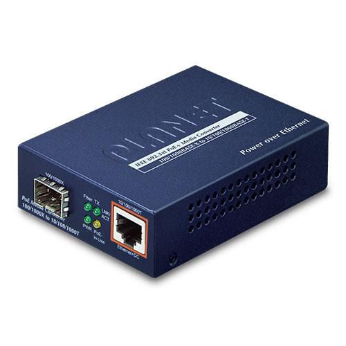 Planet GTP-805A-UK Media Converter – 1000Base-X SFP PoE+ 30W Gigabit