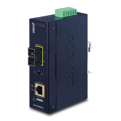 Planet IGTP-802TS Industrial Media Converter – 1000BASE-LX SC SM PoE+ 20km