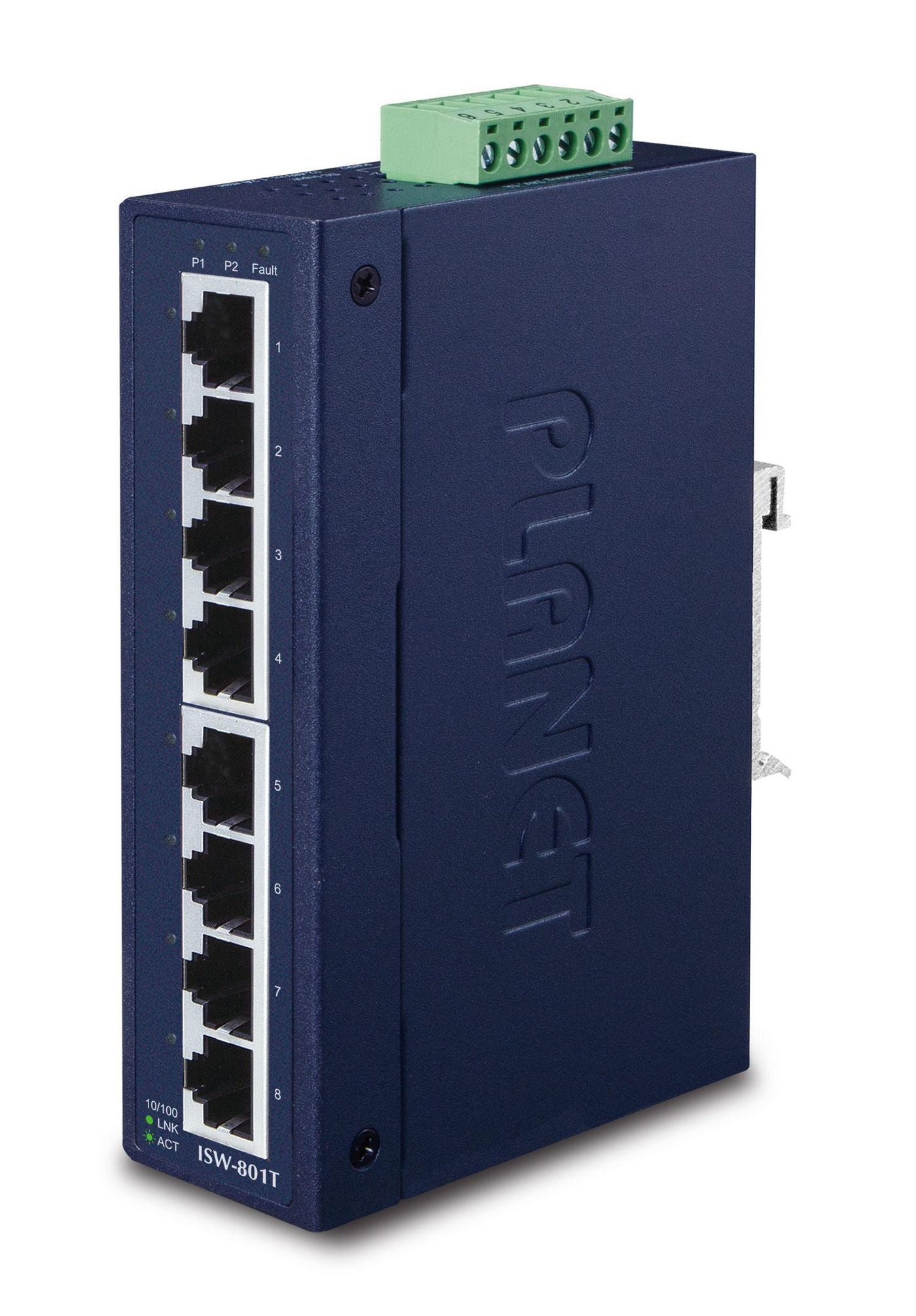 Planet ISW-801T Industrial 8-Port Fast Ethernet Switch – Unmanaged, IP30, 10/100TX