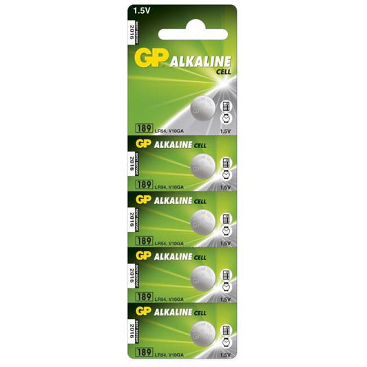 GP 17166 Alkaline Button Cell LR54 1.5V (189-C5) 5-Pack Silver