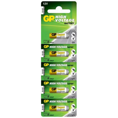 GP 17736 12V 27A Alkaline Battery 5-Pack — High Voltage, 8mm x 28.2mm