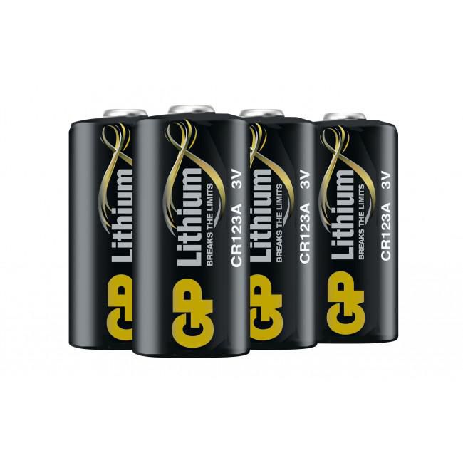 GP 102033 CR123A Lithium Battery 4-Pack 3V 10-Year Shelf Life