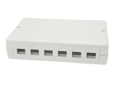 Lanview LVN127774 Patch Panel – 6-Port Surface Mount Box, Wall Mount, White