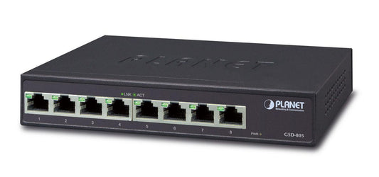 Planet GSD-805 8-Port Gigabit Ethernet Switch – Unmanaged, 16Gbps, Black